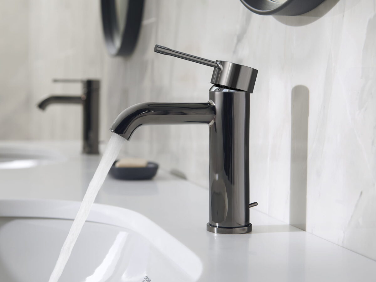 Modern chrome basin faucet in sleek bathroom exported by QuickExim.